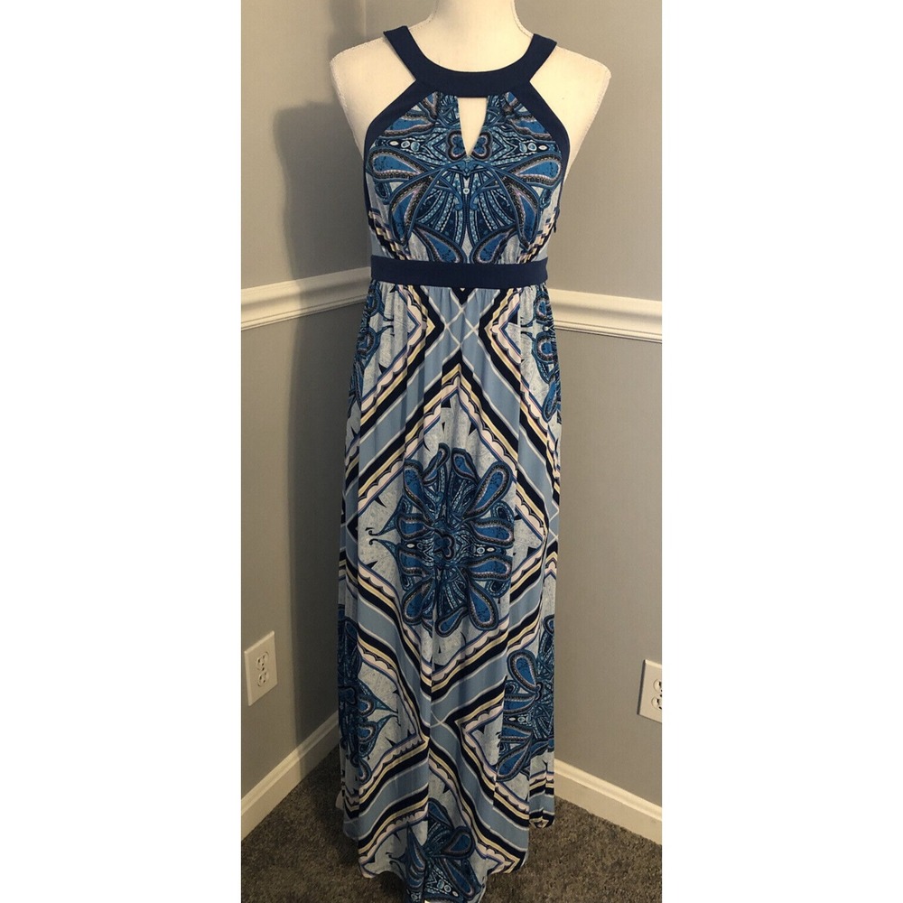 Elle Sundress Maxi Women's Size 2 Paisley sleeveless Blue